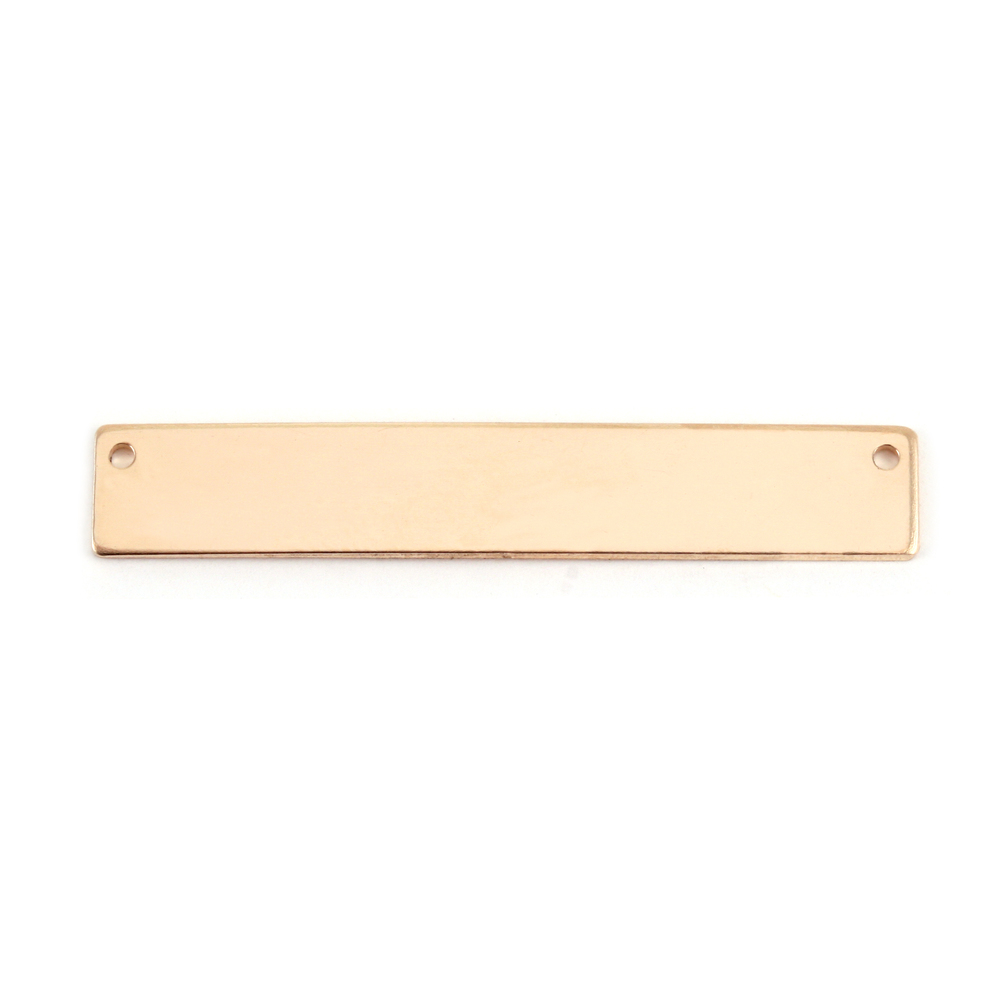 Metal Stamping Blanks Gold Filled Rectangle Bar with Holes, 38mm (1.50") x 6.4mm (.25"), 24g